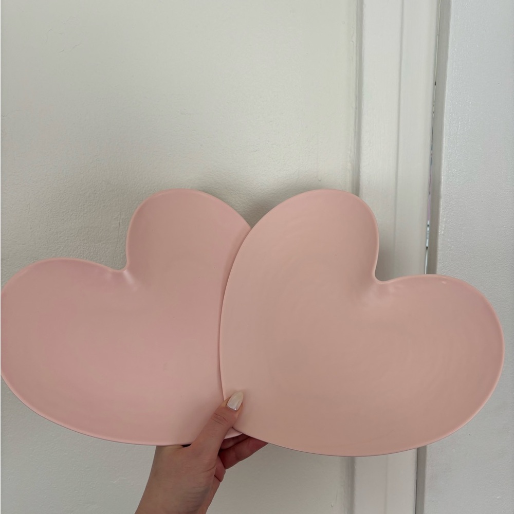 Pink Heart-Shaped Plates (set of 2)